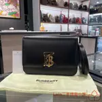 二手精品 BURBERRY 博柏利 黑色小牛皮 小號 TB金釦 斜背鎖釦包 肩背包 斜背包 側背包