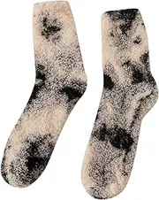 [Generic] Foldable Stock Paper Casual Tie Dye Pattern Coral Fleece Thick Stockings Tan Silk Stockings