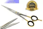 GERMAN PROFESSIONAL BARBER SCISSORS SHEARS WITH GOLD RINGS SIZE 6.5"