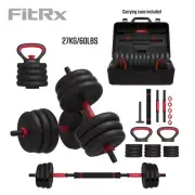 Adjustable Dumbbell, Barbell, Kettlebell Gym Set, 60 Lbs. 4-In-1 Interchangable
