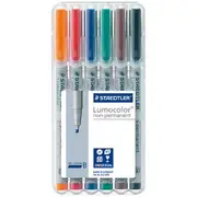 Staedtler Lumocolor Non-Permanent Broad Markers 6 Pack