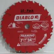 10p Freud Diablo D0724PX 7-1/4" 24T Carbide Circular Framing Saw Blade 5/8 Arbor