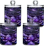 GAIREG Dreamcatcher Purple Butterflies Cotton Swab Holder, Apothecary Jars Set of 4