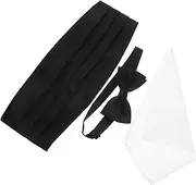 [Yardenfun] Formal Tuxedo Wedding Waistband Set Bow Tie Pocket Square Elegant Accessory for Men