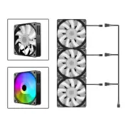 3Pcs 120mm Case Cooling Fan 1200RPM RGB LED Lighting Quiet Liquid Radiator