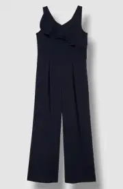 $55 Emerald Sundae Kids Girl's Blue Double Ruffle Sleeveless Jumpsuit Size 16