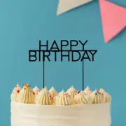 Cake & Candle Caps Happy Birthday Cake Topper Metal Party Decoration