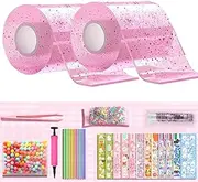 Nano Bubble Tape Kit,2 Roll Nano Tape Bubble,Double Sided Tape Elastic Nano Tape Bubble DIY Craft Kit for Girls, Boys, Kids Party Favors and Novelty Toys(Pink)