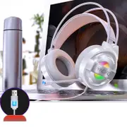Usb Wired Gaming Headset With Mic & Rgb Light 1.67M Cable White
