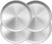 TeamFar 8 Inch Stainless Steel Toddler Plates Set of 4, Kids Dinner Metal Plates, Round Serving Salad Dishes for Camping Outdoor Party, Sturdy & Heavy Duty, Dishwasher Safe