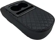 Car Armrests Car Center Console Armrest Cushion with 2 Cup Holder Leather Armrest Pad Height Pad Auto Armrest Cover Height Pads Console Armrest(Grid B)