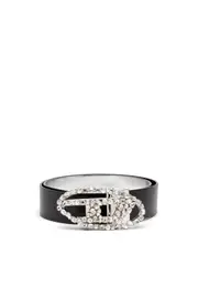 [Diesel] Diesel - Reversible leather belt with crystal buckle - Belts - Woman - Black 90 Black