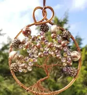 Chocolate drop crystal beaded Tree of Life HANDMADE OOAK suncatcher