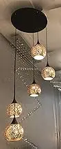 5-Light Modern Pendant Light W50cm H150cm E27 Light Fixture for Double Storey House Stairway Hallway Entryway Void Area (AO12)