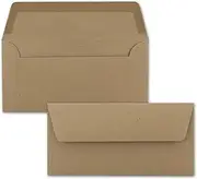 50 x Kraft Paper Envelopes DIN Long – Brown Eco – Wet Adhesive 11 x 22 cm – 120 g/m² Wide Closure Flap – Recycled Paper – by Neuser Papier