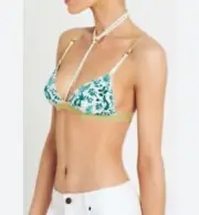 SASS & BIDE Bralette S White Green Floral Triangle Harness Bold Beauty RRP 155