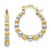 Real 14kt Madi K w/Rhodium Beaded Hoop Earrings