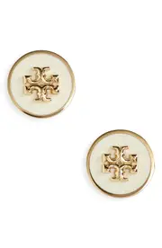 Tory Burch Kira Enamel Circle Stud Earrings in Tory Gold /New Ivory at Nordstrom One Size Tory Gold/New Ivory