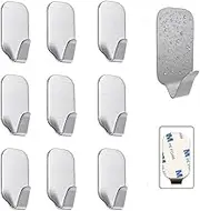 10 Pack Wall Hooks, Self Adhesive Hooks, Heavy Duty Sticky Hooks for Towels and Clothes,Waterproof Rustproof Stainless Steel Wall Hanging Hooks for Kitchen Bathroom Home