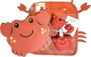 5-pc Red Crab Shape Bath Set - Soap Dispenser, Kneeling Pad, Bath Caddy + More