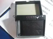 NIB NEW GUESS MEN'S DESIGNER WALLET DRK BROWN LEATHER