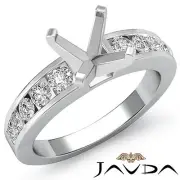 Channel Setting Asscher Semi Mount Diamond Engagement Ring Platinum 950 0.7Ctw