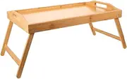 TOGEVAL Foldable Bed Tray Table with Handles Space Saving Lap Desk for Dorms Bedrooms Living Rooms Stable Surface for Meals Work Leisure Activities Natural Finish