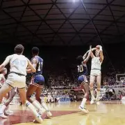 NCAA Final Four Indiana State Larry Bird in action taking shot vs - Old Photo