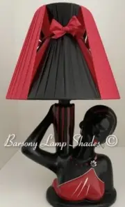 WOW - PLASTIC RIBBON "MEDIUM" RED & BLACK POLKADOT LAMPSHADE BARSONY LADY LAMP