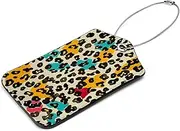 [KQNZT] Luggage Tags, 2 Pcs Personalized Luggage Tags for Suitcases, Faux Leather Luggage Tag, Cute Luggage Tags, Baggage Tag, Leopard Pattern Colorful Fashion