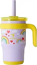 REDUCE 14oz Coldee Tumbler with Handle for Youth - Vacuum Insulated Stainless Steel Mug with Lid & Straw - Keeps Drinks Cold up to 18 Hours - Spill-Proof & Chew-Resistant Straw - Rainbow Sky