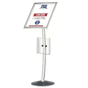 18x24 Inch Curved Pedestal Aluminum Menu Board with 8.5x11 Brochure Holder