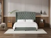 My Style Winged Headboard & Slimline Base - King / Seaglass / Drawer Base