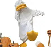 [HEYYOUFLY] Duck Onesie Pajamas for Adult,Plush Flannel Cosplay Costume Duck - Animal Costume Unisex for Cosplay, Men, Teenagers, Adult