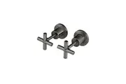 MEIR Round Brass Cross Handle Shower Wall Taps - PVD Shadow