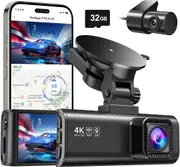 REDTIGER Dash Cam Front Rear Dash Camera 4K/2.5K Full HD Car Dashboard Recorder with 3.18� IPS Screen, Wi-Fi GPS Night Vision Loop Recording 170� Wide Angle WDR, Included 32GB Card