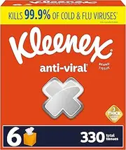 Kleenex Anti-Viral Facial Tissues, 6 Cube Boxes, 55 Tissues per Box, 3-Ply (330 Total Tissues)