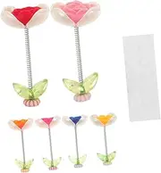 iplusmile 6pcs Shaking Head Car Flower Ornament Flocked Miniature Floral Decoration for Dashboard Unique Car Interior Accessory for Stylish Office and Automotive Decor