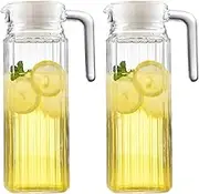 Glass Jug Water Carafe 2-Piece Glass Pitcher Household High Temperature Resistant Glass Teapot is Perfect for Homemade Juice