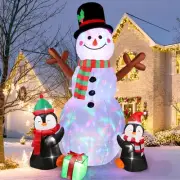 6FT Christmas Inflatables Outdoor Decoration Snowman Penguins Rotating LED Light