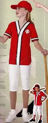 NEW Ballgame DANCE COSTUME hat pants Baseball Shirt Ch/ladies Sequin trim red/w