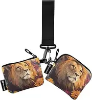 [XYMZR] Mini Zip Around Wristlet keychain Wallet Lion Garden Art for Women Personalized Pattern Detachable Dual Pouch Wristlet Portable Wallet Phone Coin Purse, Multi-colored, One Size