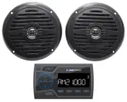 Soundstream MHU-32 Marine Boat ATV/UTV Bluetooth Receiver+2 Black 5.25" Speakers
