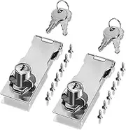 Yitexin 2 Packs 4 Inch Keyed Hasp Locks, Zinc Alloy Hasp Latches, Twist Knob Locking Hasp for Small Doors Cabinets, Door Latch Catch Latch Safety Lock Door Lock with Keys Screws (Silvery)
