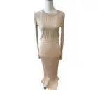 House of Harlow 1960 Revolve Ribbed Knit Long Sleeve Maxi Skirt Set Beige S