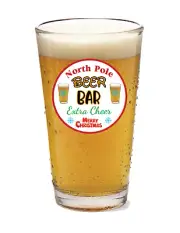 Christmas - North Pole Beer Bar - 16oz Pint Beer Glass Barware Seltzer Cocktail