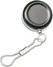 SE 202JPP Black 1" Retractable Pin-On Pull Reel Keychain ID Holder