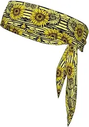 Bees Sunflowe Sports Strap Double-Sided Headscarf Men's Bow Tie Sports Headscarf Running Yoga Exercise Headband