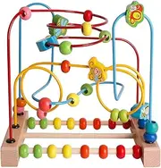 SHIERDU Wooden Toys with Animals Graphics Bead Maze Game Educational Abacus Beads Circle Toys Colorful Roller Coaster Game Toddlers Kids Children Girls Boys