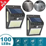100 LED Solar Patio Wall LED Lights PIR Motion Sensor Garden Yard Path Security